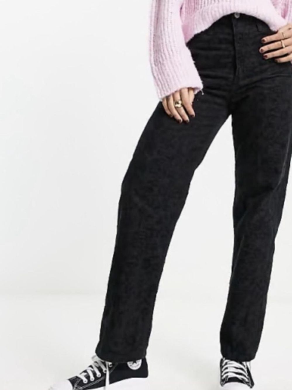 Levi's Ribcage Straight Ankle Jean Black Corduroy Pant Button Fly Size 26 X 27